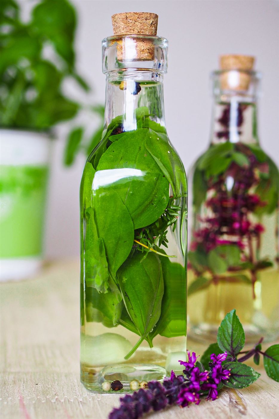 Ein kleiner Salatliebling: Kräuteressig mit Basilikum